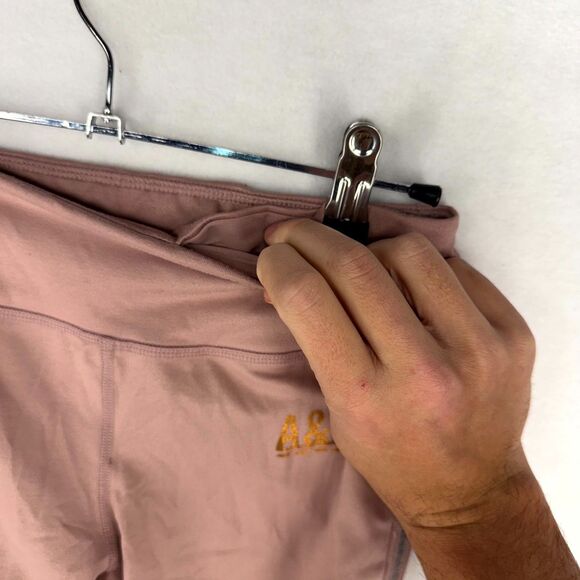 Abercrombie & Fitch Rose Pink Leggings Plastic Ribbed Side Womens Size S - Picture 8 of 14